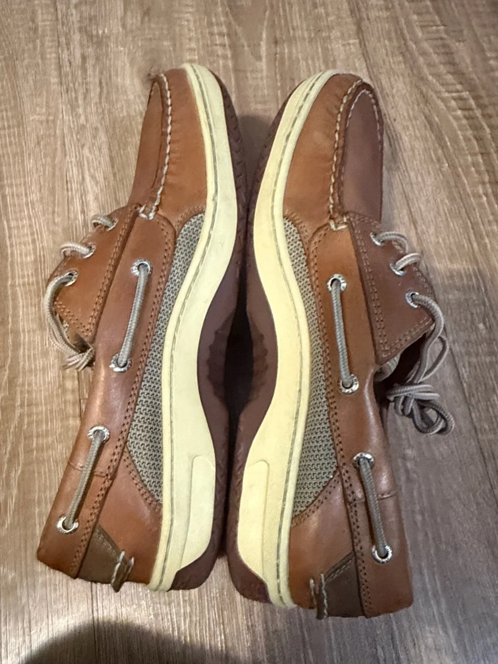 Sperry Tan Leather Mesh Boat Shoes